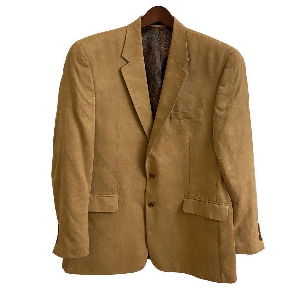 Lauren Ralph Lauren Tan Faux Suede Sport Jacket Blazer Size 44L